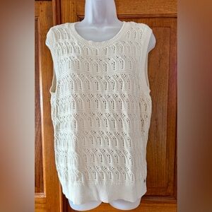 DKNY Cream Tan Sleeveless Sweater Knit Vest